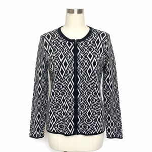 Coldwater Creek Black and White Diamond Pattern Cardigan